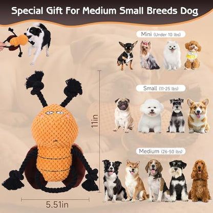 Yipetor Squeaky Dog Toy, [Cockroach Gent] Soft Plush Puppy Toys for Anxiety Relief, Durable Cotton Rope Teeth Clean Interactive Dog Toy to Keep Medium Small Dog Busy - Boredom Dogs Best Birthday Gift - color: Cockroach