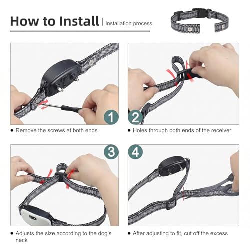 Collar Replacement Strap, Reflective Replacement Nylon Collar Strap Dog GPS Training Bark Receiver Collars, Durable Adjustable E Collar Straps for Small Medium Large Dogs，Black Reflective dots - color: Black Dot