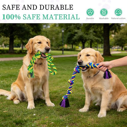Dog Rope Toys for Large/Medium Aggressive Chewers, Tough Cotton Chew Toy, Tug of War Dog Pull Rope Teeth Cleaning (2 Pack-26.7Inch) - size: 2 Pack-26.7Inch