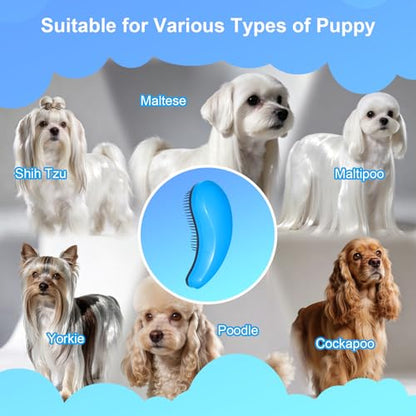 Small Dog Brush- Grooming Tool for Teddy, Yorkies, Maltese, Shih Tzu, Chihuahua - Puppy Hair Brush (Blue) - color: Blue