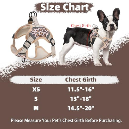PUPTECK Dog Harness Small Sized Dog, Step in Adjustable Reflective Dog Vest Harness Escape Proof, No Pull Soft Padded Harness Easy Control, Brown Leopard, M - color: Brown(Leopard), size: M (CHEST: 14.5"-20")