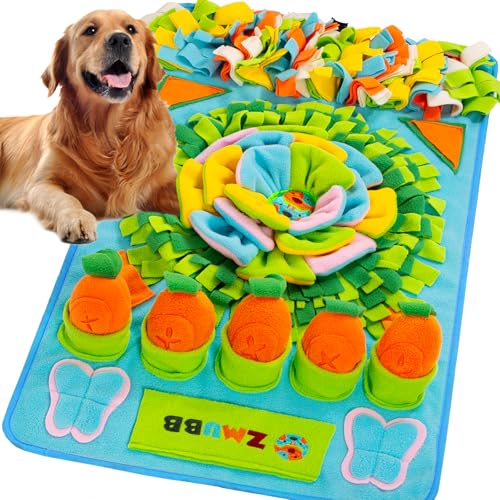 Pet Snuffle Mat for Dogs Sniff Mat Nosework Feeding Mat Slow Feeder Interactive Dog Puzzle Toys for Training and Stress Relief Encourages Natural Foraging Skills (31''x19''（Blue）) - size: 31''x19''（blue）