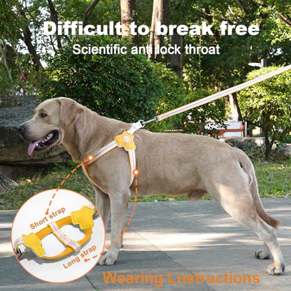 COODEO Anti-Pull Dog Harness with Reflective Strips & Breathable Padding & Anti-Escape Design, Quick Adjustable Dogs Training & Walking (Yellow, L) - color: Yellow, size: L