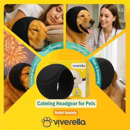 Dog Ear wrap Calming Hoodie Ear Wraps, Comfortable Quiet Ears Cover Muffs Plug Waterproof & Adjustable Dog Head Wrap Bonnet for Noise Protection Firework Grooming Bathing Anxiety Thunderstorms - size: Medium
