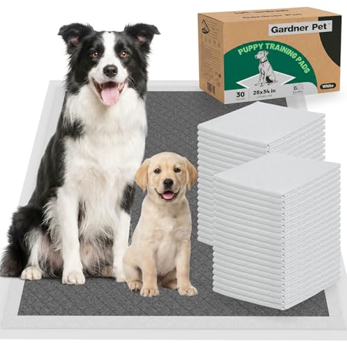 Gardner Pet Charcoal Puppy Pads 28x34 Inches Extra Large Dog Pee Pads Odor-Control & Leak-Proof Disposable Pet Training Edge-Wrapping Thicken Potty Pad for Dogs, Cats, Rabbits(30 Pieces)