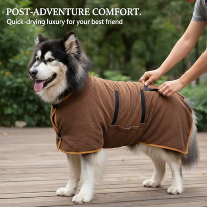 Dog Bathrobe Super Absorbent Quick Dry Microfiber Pet Drying Towel Adjustable Straps XS-XL (Brown,Small (16.5-27.6 lbs)) - color: Brown, size: Small (16.5-27.6 lbs)