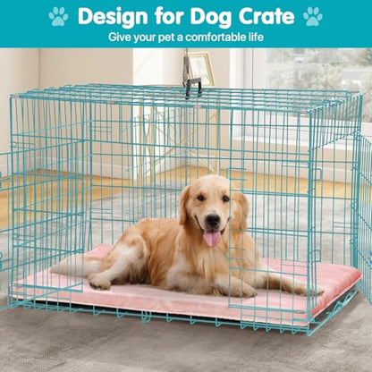 Dog Bed Mat Crate Pads for Dog Cages 24x17.7 Inch Washable Anti-Slip Dog Kennel Pad Soft Small Puppy Cage Cushion Liner, Pink - color: Pink, size: 24 in(L)×17.7 in(W)×1 in(H)