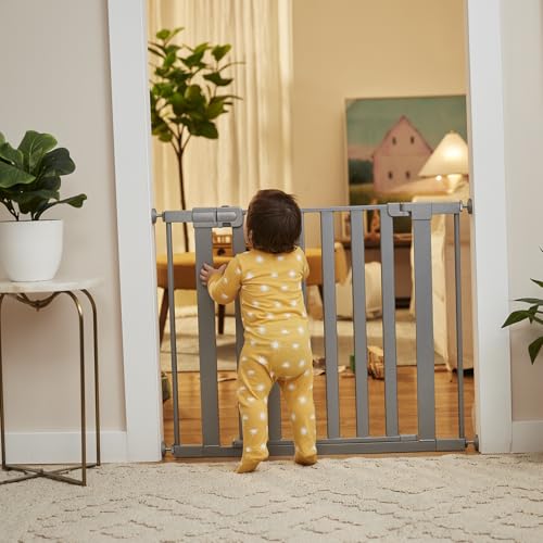 Safety 1st Walk Through Baby Gate with Door, Adjustable Pressure Mount Lift, Dog Gates, Fits 29"-38" Wide, 1-Pack, Silver - color: Silver, size: 1-Pack
