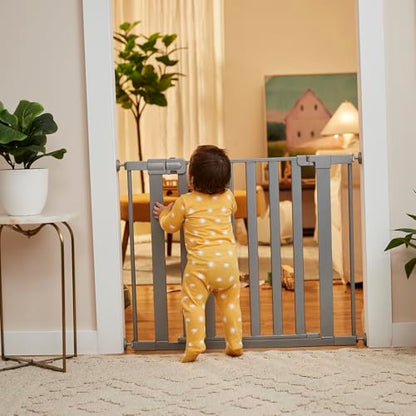 Safety 1st Walk Through Baby Gate with Door, Adjustable Pressure Mount Lift, Dog Gates, Fits 29"-38" Wide, 1-Pack, Silver - color: Silver, size: 1-Pack