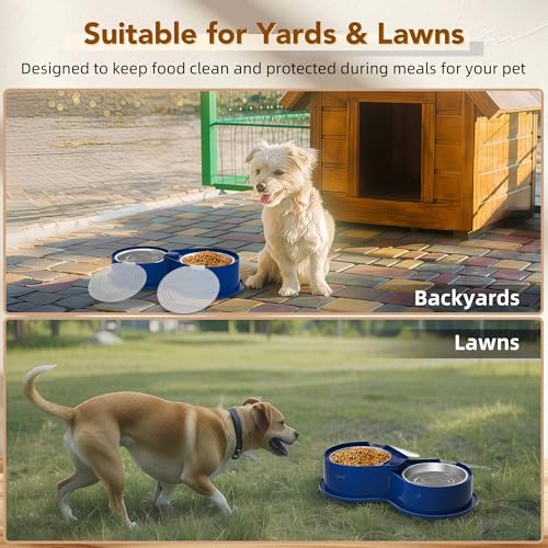 Newget Stainless Steel Dog Bowl Set with Lids, 304 Metal Dual Food & Water Bowls for Dogs & Cats, Large Capacity Pet Feeder with Cover Keeps Food Fresh, Anti-Skid Dog Dish for Small/Medium/Large Pets - color: Blue