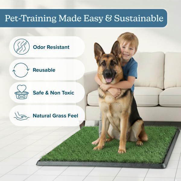Artificial Grass Puppy Pee Pad for Dogs and Small Pets - Set of Three 35.5X23.5 Inch, Reusable 4-Layer Turf Pads for Dogs - Indoor and Outdoor Fake Grass Potty Pet Supplies by PETMAKER - size: XL 4-Layer Replacement Pads