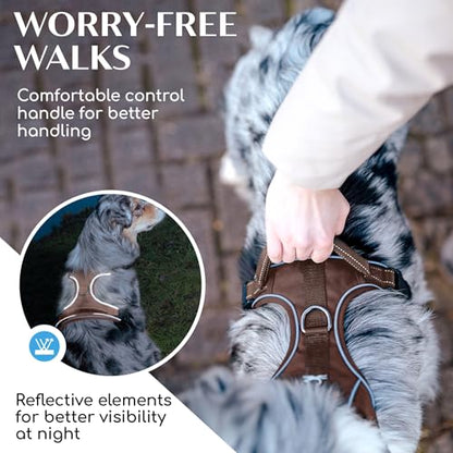 Freudentier No Pull Dog Harness with Handle – Soft Breathable Mesh Padding, Front & Back Clips, Adjustable & Reflective Front Range Harness for Small, Medium & Large Dogs (Chocolate, XS) - color: Chocolate, size: XS