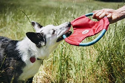 ZippyPaws Rope Gliderz - Durable Outdoor Dog Frisbee Toy, Soft Pet Flying Disc for Beach & Pool, Interactive Frisbee for Fetching, Made of Tough Mountain Climbing Rope - Magenta