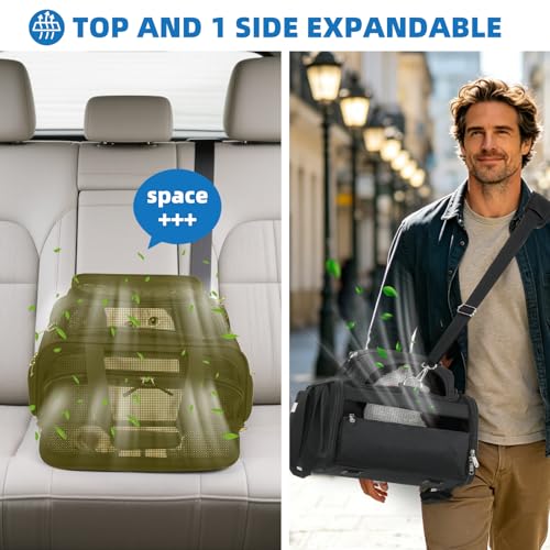 pidipiti 18x14x8 TSA Approved,top and Side Expandable pet Carrier for Extra-Small Dog Under 6 lbs,or Medium cat Under 10 lbs,for Airlines only Have 8'' Height Space underseat