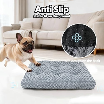 Dog Bed Medium Size Dog Deluxe Plush, Washable Medium Dog Beds, Indestructible Dog Crate Pad, Anti-Slip Soft Pet Bed, Comfy Kennel Pad for Large, Jumbo, Small, Medium Dogs Extra, 29"x 21"-L, Dark Gray - color: Dark Grey, size: 29"L x 21"W x 3"Th