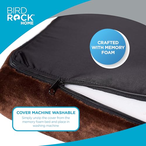 BIRDROCK HOME 2" Memory Foam Dog Beds | Ultra Soft Plush Pet Bed | Removable Cover | Pet | Crate Bed (40 X 26, Brown) - size: Large