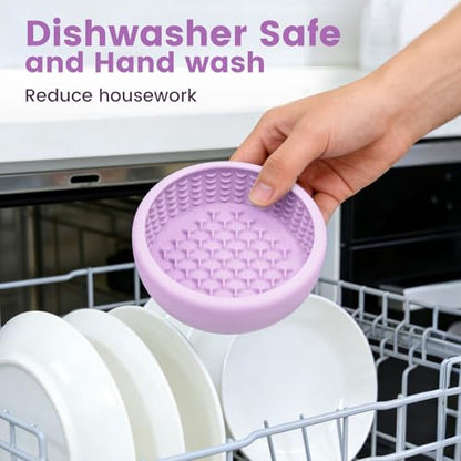 Dog Slow Feeder Licking Bowl,Freezeable Anxiety Relief Treat Dispenser, Non-Slip Anti-chocking Pet Dish, Interactive Puzzle Toy for Small Medium Breed,Freezable BPA Free Silicone Dishwasher Safe - color: purple, size: S