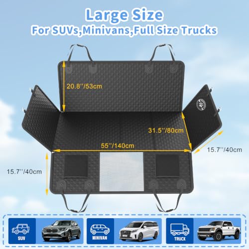 Back Seat Extender for Dogs, PU Leather Hard Bottom Truck Dog Seat Cover for Back Seat, Waterproof Pet Hammock Bed for Car with Side Flap, High Barrier Truck Pet Back Seat Covers - size: For Full Size Truck