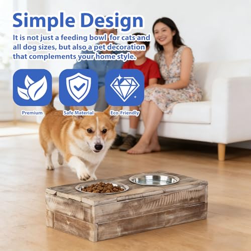 Huntley Pet Elevated Dog & Cat Double Bowl Feeder Stainless Steel Bowls (Berjen, Small) - size: Small