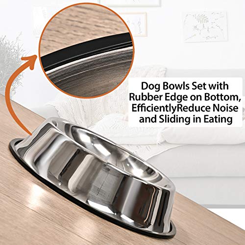 2Packs Stainless Steel Dog Bowl with Anti-Skid Rubber Base for Small/Medium/Large Pet, Perfect Dish, Pets Feeder Bowl and Water Bowl Perfect Choice for Dog Puppy Cat and Kitten (16oz) - size: 16oz