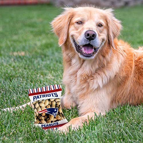 Pets First NFL New England Patriots Crinkle FINE Plush Dog & CAT Squeak Toy - Cutest Stadium Peanuts Snack Plush Toy for Dogs & Cats with Inner Squeaker & Beautiful Baseball Team Name/Logo Small - color: New England Patriots, style: STADIUM PEANUTS SNACK
