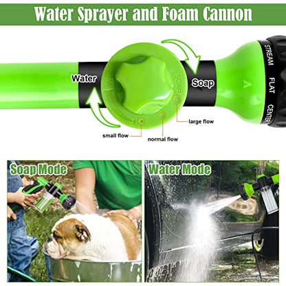Dog Wash Sprayer Outdoor, 8-in-1 Dog Sprayer Hose Attachment with Massage Brush and Pet Grooming Comb, 3/4 Inch Standard Garden Hose Nozzle for Watering Flowers, Car Washing, Pet Bathing(Green)