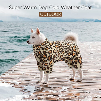 ROZKITCH Dog Winter Pajamas, Pet Windproof Warm Cold Weather Jacket Vest with Luminous Zipper, Jumpsuit Apparel Outfit Clothes for Small Medium Large Dog Brown S - color: Leopard Brown, size: S