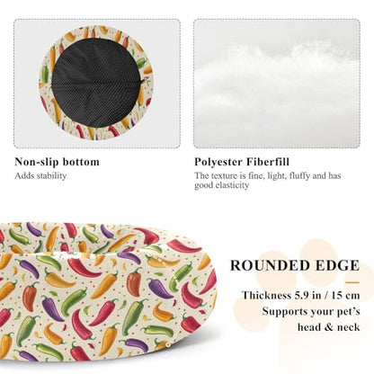Pet Bed Chilli Pepper Lovely Dots Print, 18" Small Dog Cuddler with Anti-Slip Bottom, Cute Pattern Round Sofa for Indoor Puppies & Kittens, All-Season Comfort - size: Small