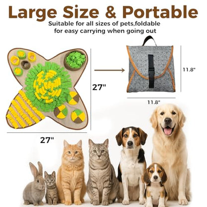 Snuffle Mat for Dogs Large Breed & Small, 27"x27" Interactive Puzzle Dog Food Mat Encourages Natural Foraging Skills, Dog Enrichment Toy for Brain Stimulation & Slow Feeding Game & Anxiety Relief