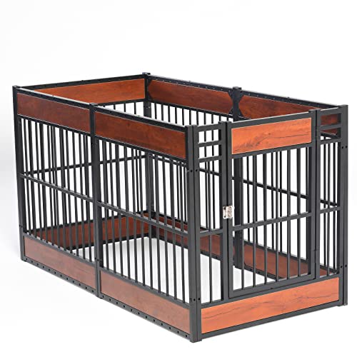 Dog Playpen, 31.5" Height Dog Pen Indoor, Heavy Duty, Safe and Sturdy, Furniture Style Puppy Pen - color: MAHOGANY, style: 6 Panels (31.5" High)