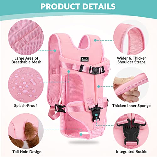 Lukovee Dog Backpack Carrier, Legs Out Easy-fit Dog Front Carrier for Small Medium Dogs, Adjustable Hands Free Dog Chest Carrier for Hiking Cycling (Pink,Medium) - color: Pink