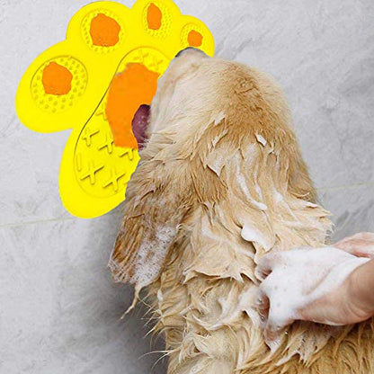 Dog Licking Mat for Anxiety Peanut Butter Slow Feeder Bowls Licking Pad with Strong Suction to Wall for Pet Bathing,Grooming,and Training (Yellow) - color: Yellow