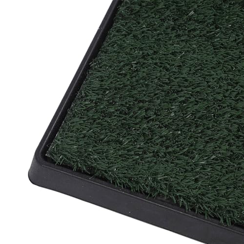 Dog Grass Pee Pads, Reusable Artificial Grass Potty Tray with 3 - Layer Drainage System, Easy to Clean Indoor Puppy Training Mat for Small Dogs, Includes Baffle and Tray (Large Size with Baffle) - size: Large Size with Baffle