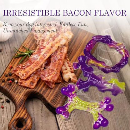 Frienhund 6-Pack Dog Toys for Aggressive Chewers: Dog Toy for Aggressive Chewer Large Breed, Dog Toy to Keep Them Busy, Dog, Bacon Flavor - color: Purple-6-Pack