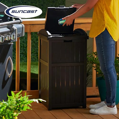 Suncast Trash Hideaway Outdoor Patio 33 Gal Garbage Waste Trash Can Bin (4 Pack) - color: Java Brown, size: 4 Pack