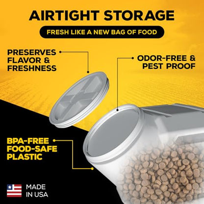 Vittles Vault Traditional Pet Food Storage Container For Dog Kibbles/Bird Seed/Oatmeal/Rice/Flour/Cereal, BPA Free Plastic, Sealed Airtight For Cat Food, Up To 50 lb, Made in USA, With Scoop, Gray - size: 50 Pounds