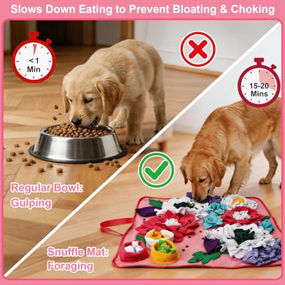 Vextronic Snuffle Mat for Dogs, Large Breed Slow Feeder Interactive Toy | 25x25-inch washable mat. Sparks natural foraging. Eases anxiety. Slows gulping at meals. Fits small to large pets. Pink. - color: Pink