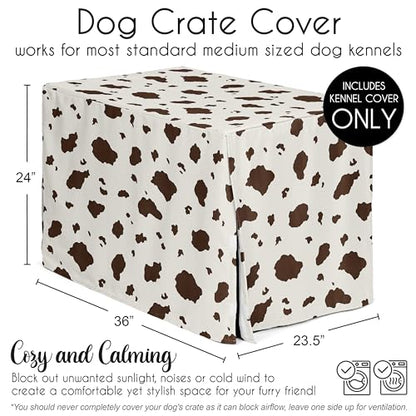 Sweet Jojo Designs 36in. Medium Dog Crate Cover (Western Cow Print) Pet Cage, Kennel Covers (Southern, Charm, Country, South, Wild West, Steer, Animal, Neutral, Brown, Chocolate, Off White, Cream) - color: Western, size: 36.0"L x 23.5"W x 24.0"H