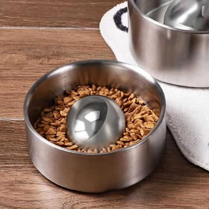 SUS304 Stainless Steel Dog Food Slow Feeder Ball - 3in - Slows Fast Eating, Prevents Choking, Bloating & Obesity - Fun Feeding for All Dogs - Durable, Smooth & High Adaptability (Medium 3Inch) - size: Medium 3Inch