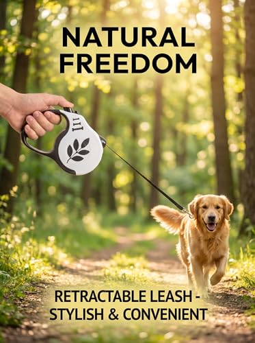 3 Meter Retractable Dog Leash Leaf Print, 10ft Nylon Tape with One-Handed Brake for Pet Walking and Training - color: Grey