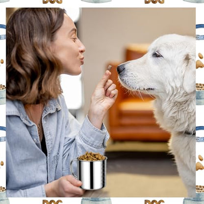 2 Pcs Dog Food Scoop 1.5 Cup,304 Stainless Steel Measuring Cups with Handle Pet Food Measuring Scoop for Dogs, Cats, Birds & Rabbits – Ideal for Dry Food & Treats (1.5 CUP) - size: 1.5 CUP