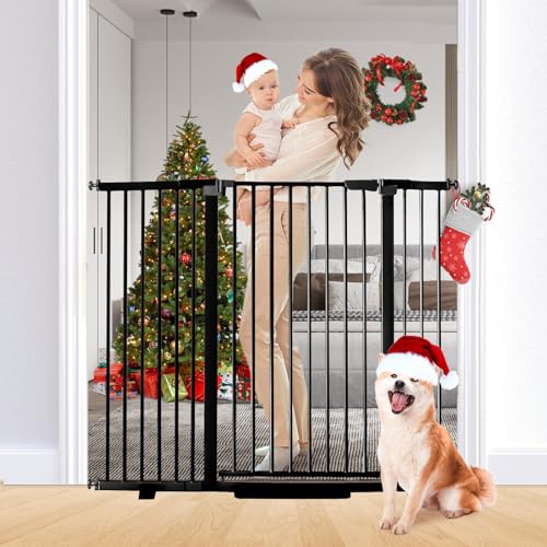 Rgqphantom 41" Tall Safety Pet Gate,Adjustable 30.5"-55"" Wide,No Drilling Pressure Mount Kit,Auto Close Cat Gate Suitable for Stairs,Doorways,Black (Black, 30.5"-55" W) - color: Black, size: 30.5"-55" W