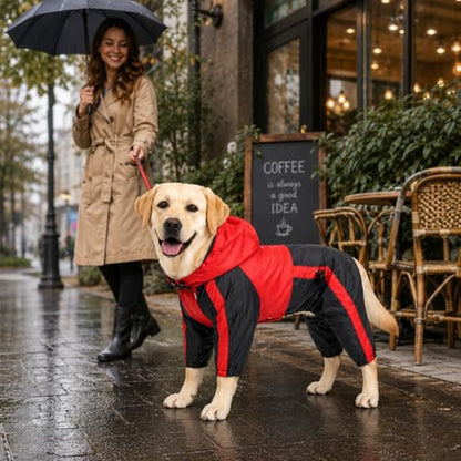 Lovelonglong Dog Hooded Raincoat, Small Dog Rain Jacket Poncho Waterproof Clothes with Hood Breathable 4 Feet Four Legs Rain Coats for Small Medium Large Pet Dogs Red S - color: Red, size: S (Small Dog ~7lbs)