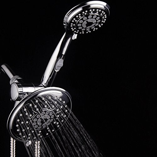 30-Setting Ultra-Luxury 6 inch Rainfall Shower Head & Handheld 3-way Combo with Water Saving Pause Switch and Stainless Steel Hose/Enjoy Separately or Together! Premium All Chrome Finish - color: Chrome Face