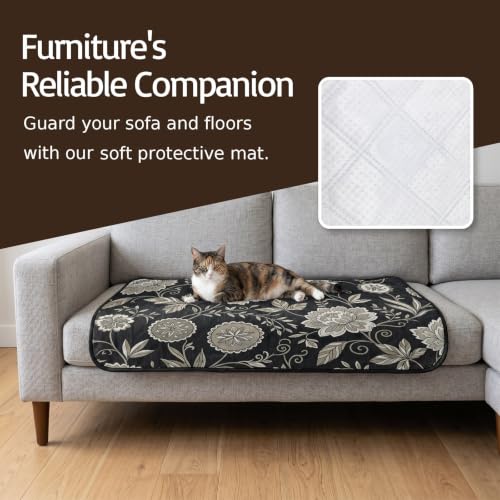 Large Blooms Washable Pee Pads for Dogs, Charcoal Linocut Texture Reusable Puppy Pad Waterproof & Non-Slip, Multi-Use Potty Training Mat for Crates, Indoor, Outdoor and Car Travel 36"x24" - size: 36"x24"