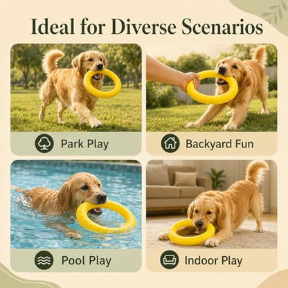 4 Pcs Dog Chew Rings Toy, 11.02 in Bite-Resistant EVA Dog Training Floating Toys for Aggressive Chewers, Lightweight Durable Pet Chewer for Tooth Cleaning Outdoor Pond Pool Fetching Exercise