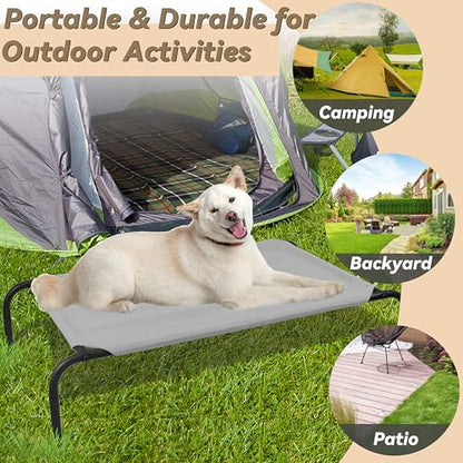 Elevated Dog Bed for Large Dogs, Raised Dog Bed with Breathable Mesh, Non Slip, Easy to Clean, 50.5 Inches, Grey - color: Grey, size: Large