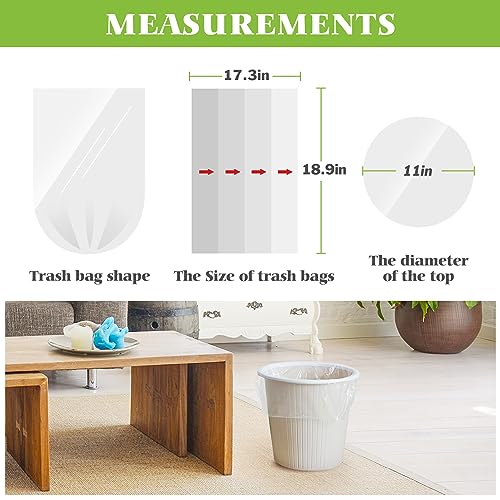 2 Gallon 80 Counts Small Clear Trash Bags Garbage Bags by Teivio, Bathroom Trash Can Bin Liners, Small Plastic Bags for home office kitchen, Clear - size: 1 Count (Pack of 80)