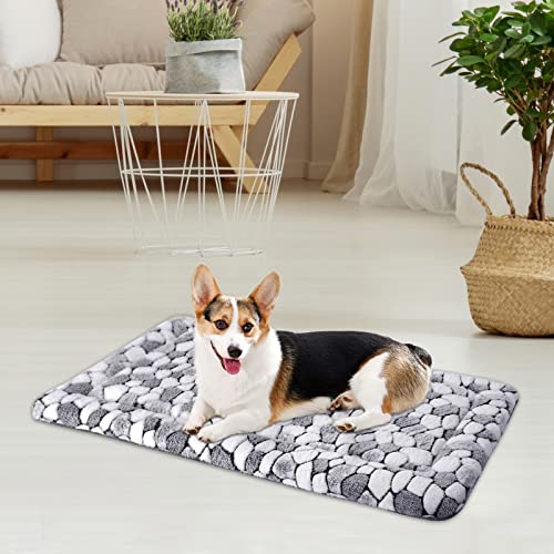 VANKEAN Dog Crate Pad Bed Mat Reversible (Warm& Cool), Soft Pet Sleeping Mat Dog Bed for Crate Suitable for Small to XX-Large Dogs and Cats, Machine Washable Crate Beds, Grey Stone Pattern - size: Medium