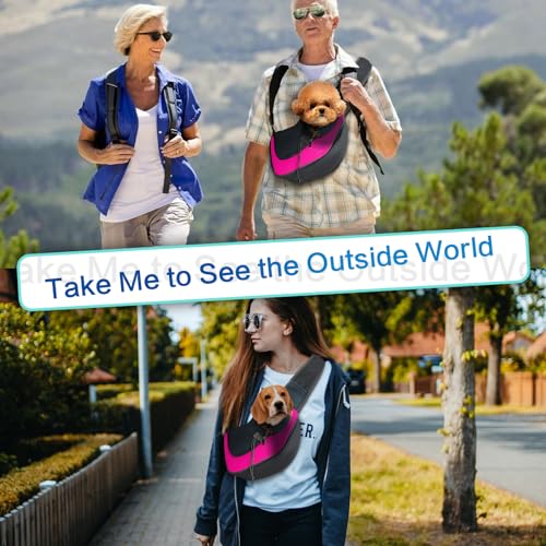 Pet Dog Sling Carrier, Breathable Mesh Adjustable Puppy Sling Carrier Hand Free for Small Dog Cat, M, Rose - color: Rose, size: 13.0"L x 9.1"W x 2.0"H